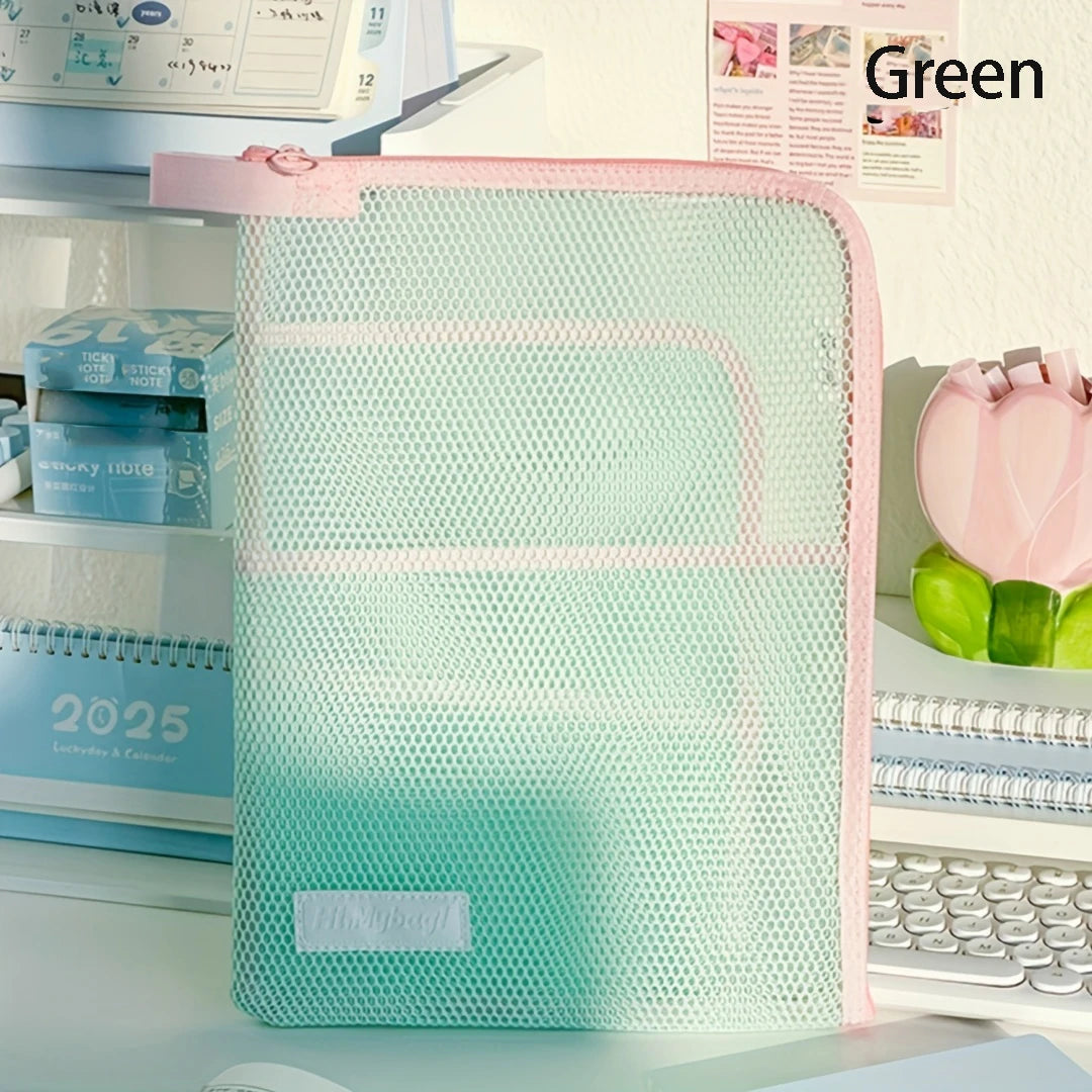 1pc multi-layer large-capacity L-shaped file storage bag, portable hand-held A4 color-blocked item bag, classified storage bag