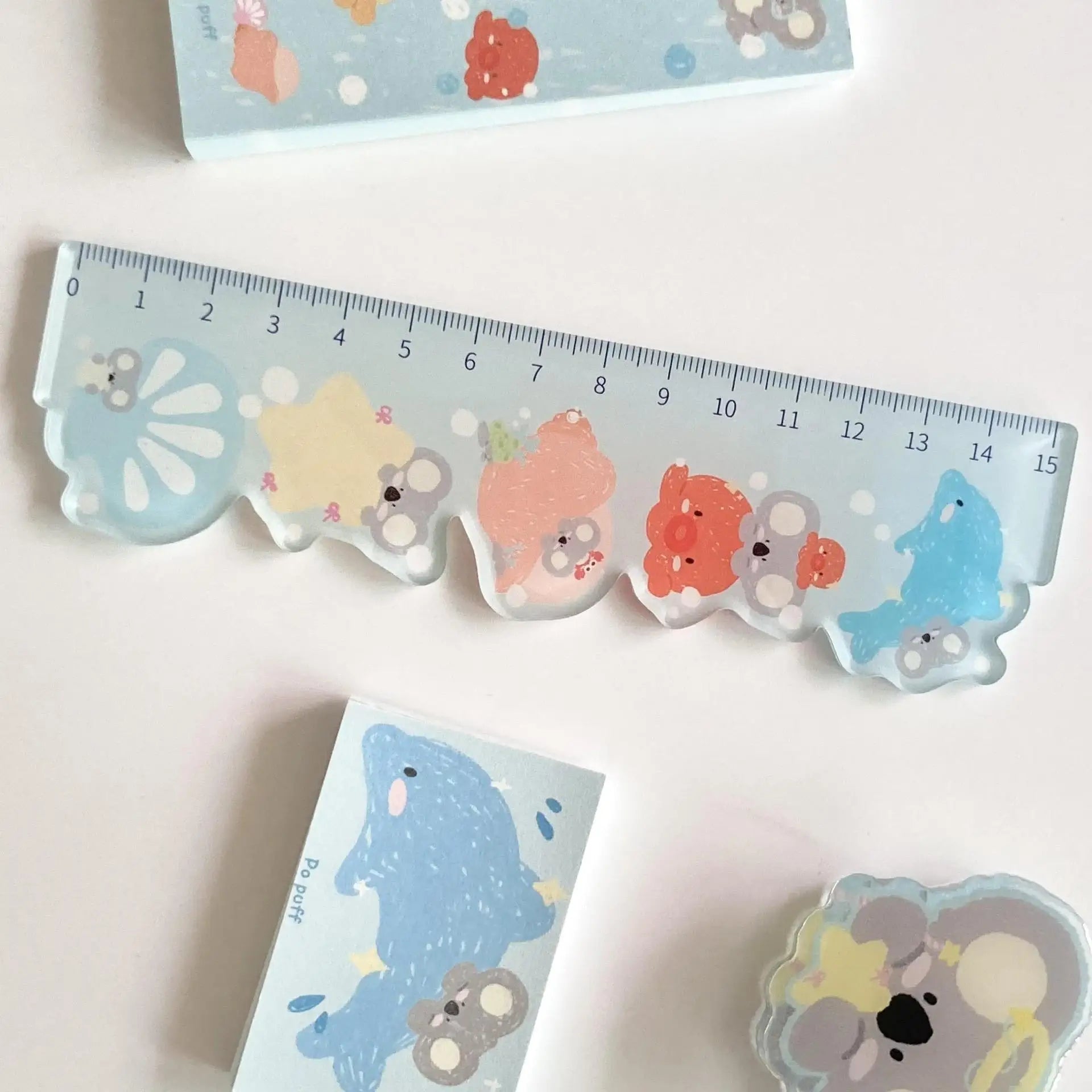 Koala animal-shaped ruler, cartoon cute tool ruler, stationery measuring ruler, school office supplies