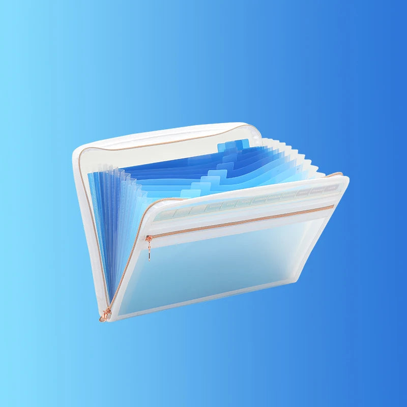 13 Pocket Expanding File Folder Organizer with Front Clear Pouch,Accordion File Organizer with Zipper Closure,Papers Letter Size