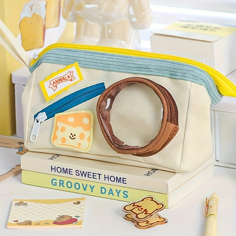 Kawaii Bag Large Capacity Ins Pencil Case for Girls, Cute School Supplies Organizer Pouch, Teen Student Stationery Storage