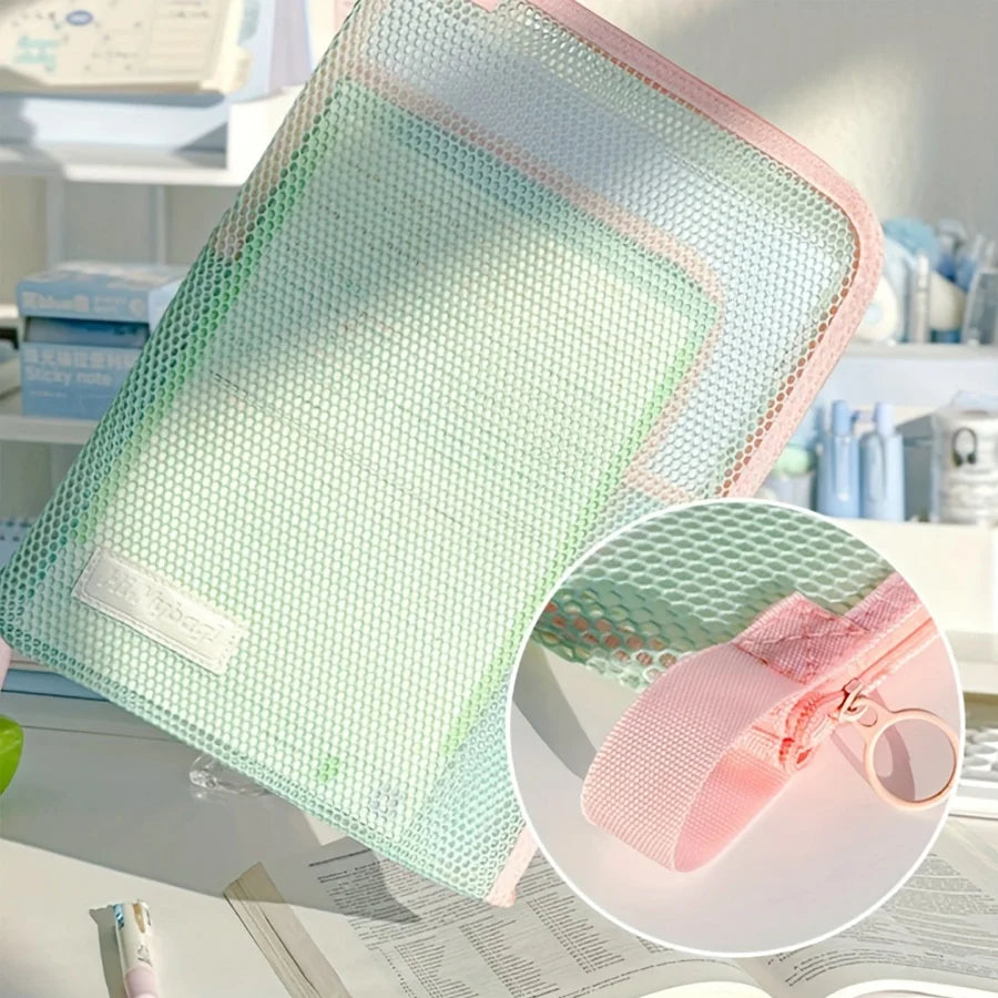 1pc multi-layer large-capacity L-shaped file storage bag, portable hand-held A4 color-blocked item bag, classified storage bag