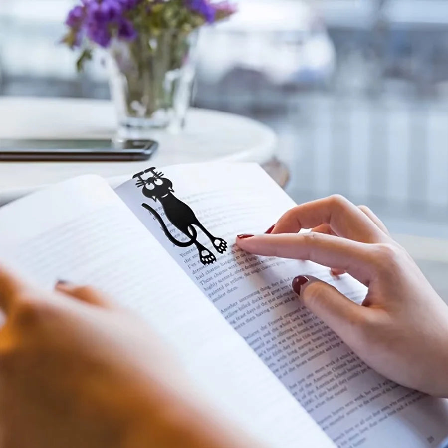 1-10pcs Acrylic hollowed-out bookmarks, creative hollowed-out black kitten hanging bookmarks, perfect gifts for reading lovers