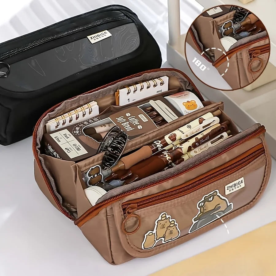 Kawaii Girly Pencil Case Large Capacity Female Student Stationery Bag High Value Pencil Bag Multifunctional Learning Supplies