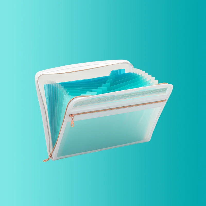 13 Pocket Expanding File Folder Organizer with Front Clear Pouch,Accordion File Organizer with Zipper Closure,Papers Letter Size