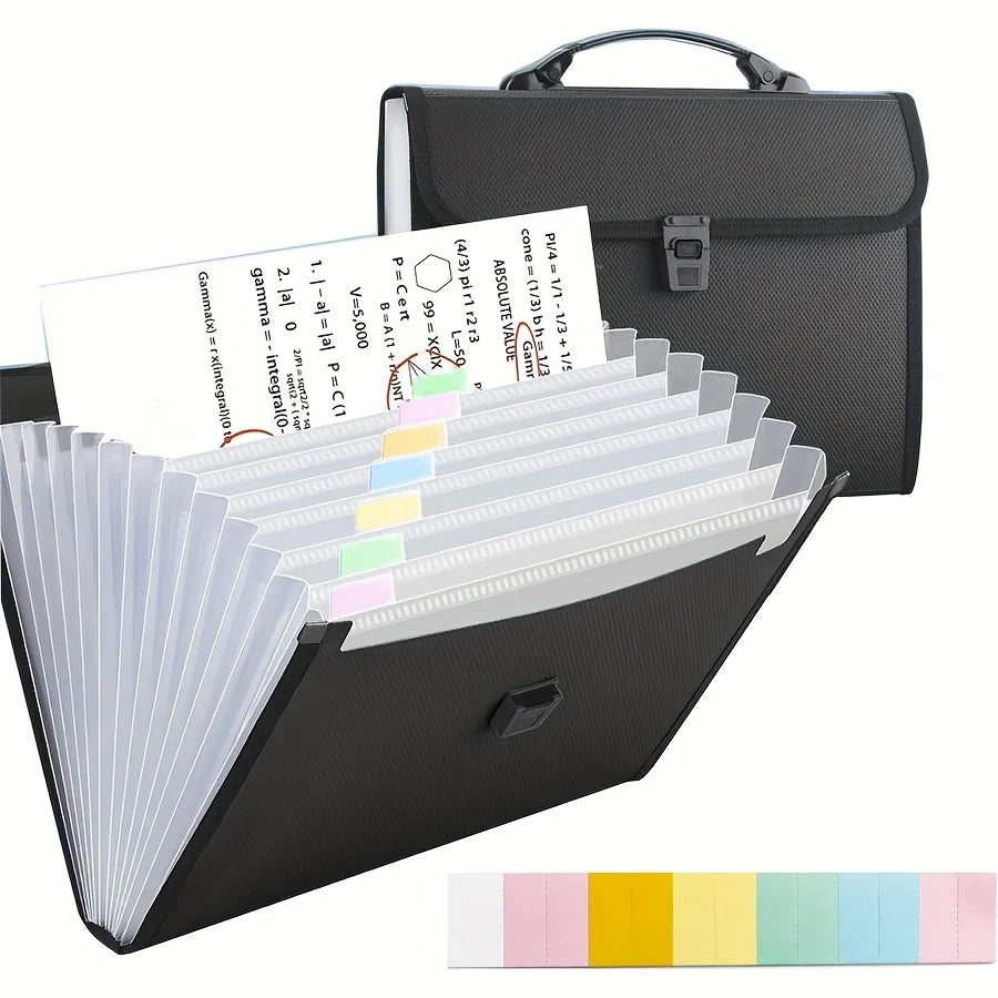 13-Compartment A4 Document Folder | Portable Multifunctional Organizer, Modern PP Business Briefcase with Durable Zipper Closure