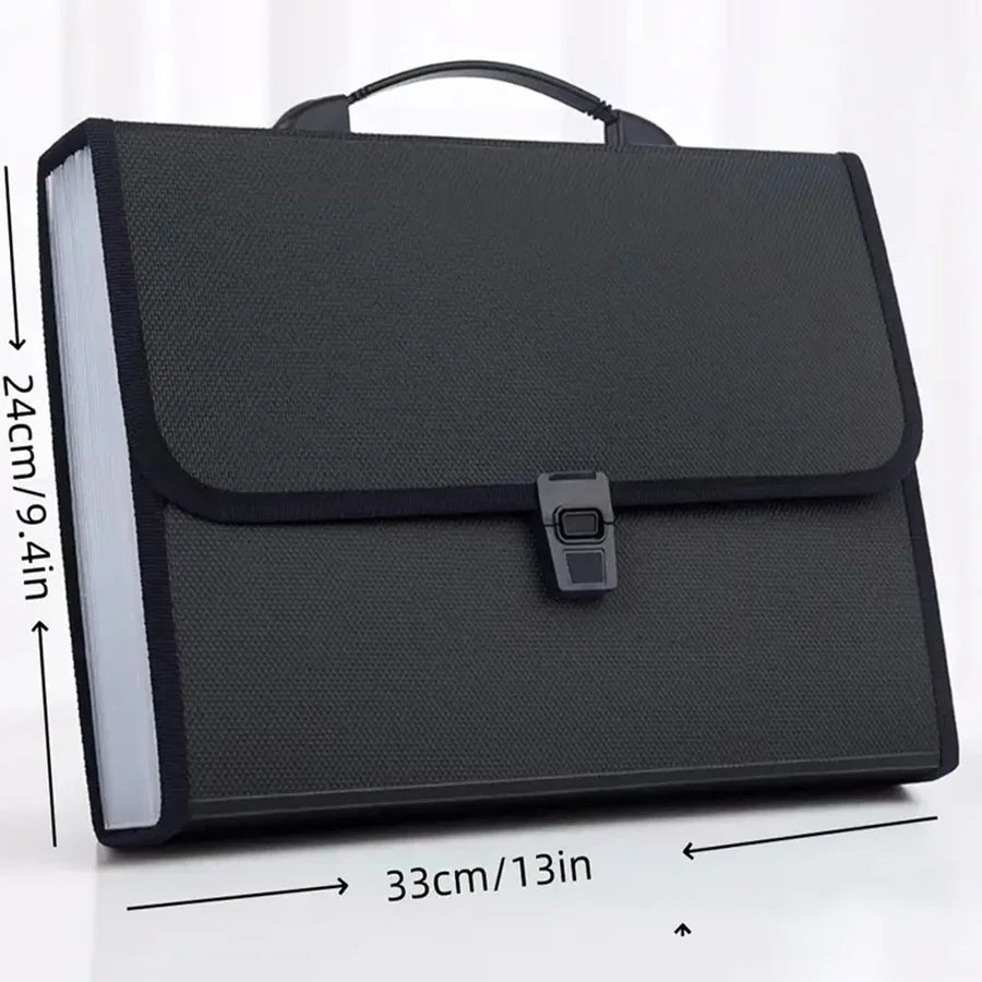 13-Compartment A4 Document Folder | Portable Multifunctional Organizer, Modern PP Business Briefcase with Durable Zipper Closure