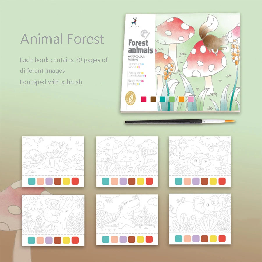 1Pc Watercolor Painted Notes Children's Set Painting, Filling, Watercolor Pigment Painted Book Watercolor Graffiti Picture Book