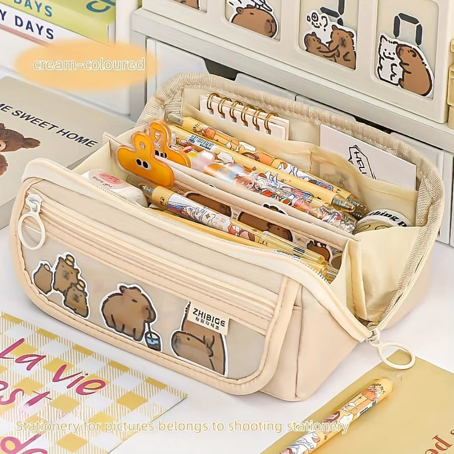 Kawaii Girly Pencil Case Large Capacity Female Student Stationery Bag High Value Pencil Bag Multifunctional Learning Supplies