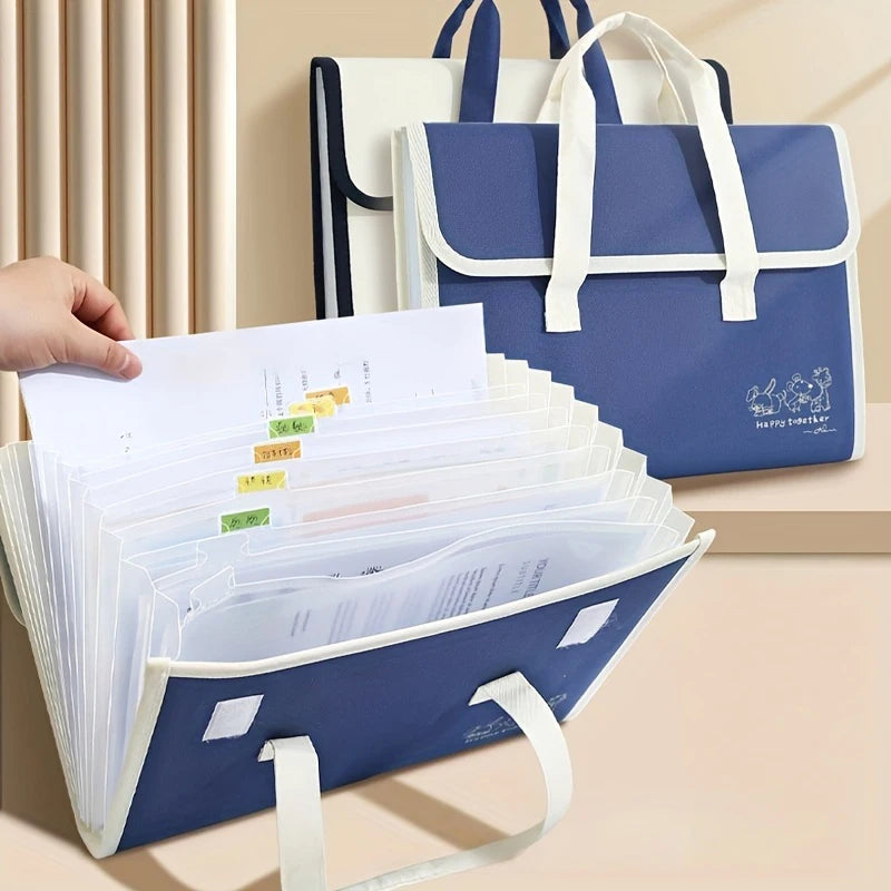 13-layer folder, file bag, storage bag, A4 clip storage bag, suitable for school, home and office