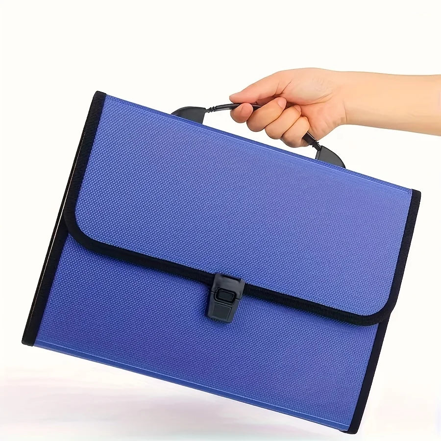 13-Compartment A4 Document Folder | Portable Multifunctional Organizer, Modern PP Business Briefcase with Durable Zipper Closure