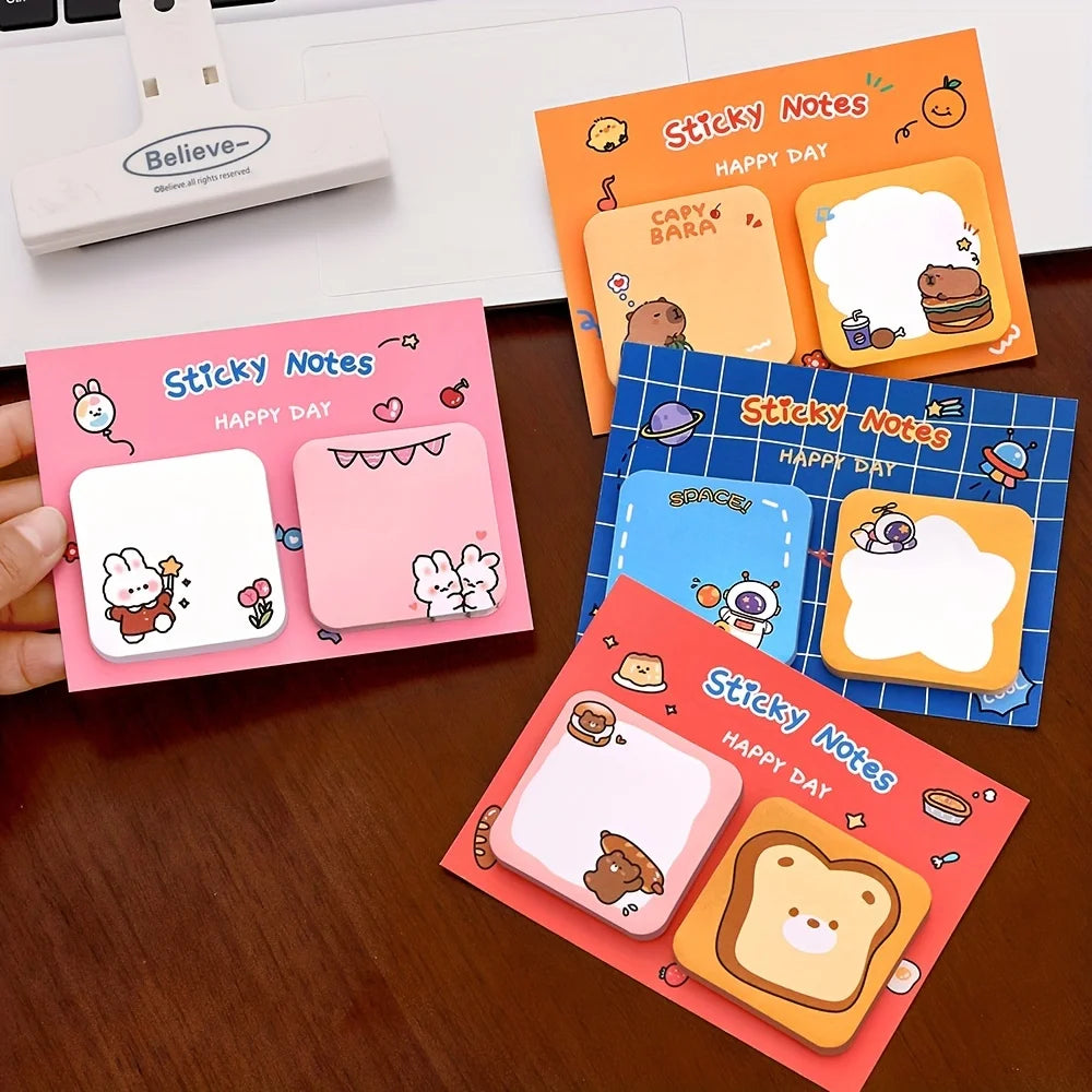 10pcs cartoon animal set sticky notes, portable Kawaii stationery sticky notes, student notebooks and notepads