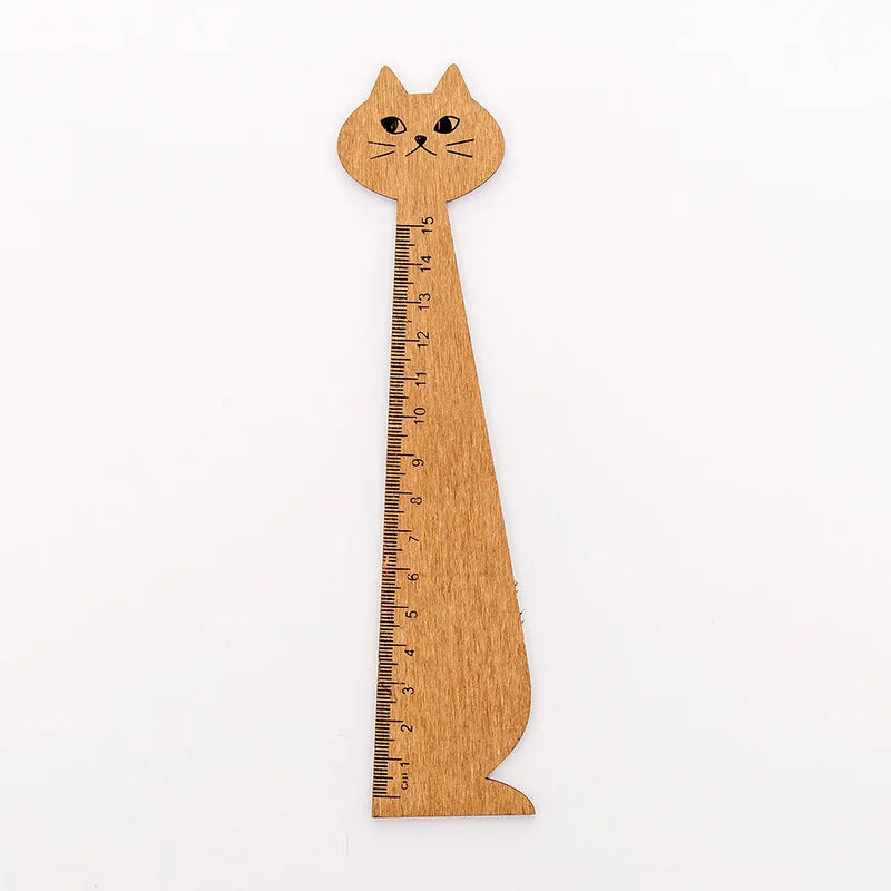 15cm Cute Cat Straight Ruler Wooden Kawaii Tools Stationery Cartoon Drawing Gift Office School Supplies Kitty Measuring