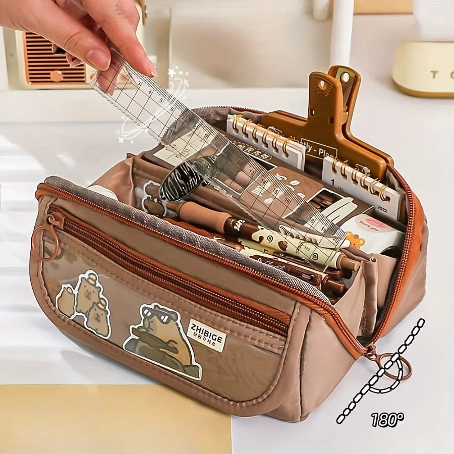 Kawaii Girly Pencil Case Large Capacity Female Student Stationery Bag High Value Pencil Bag Multifunctional Learning Supplies