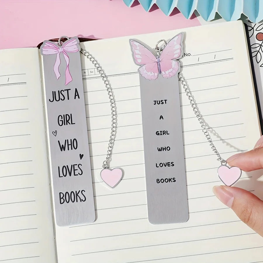 1PC Cute Pink Bow Metal Bookmarks Book Lovers Reading Accessories Valentine's Day Gifts for Wives Women Readers Book Decorations