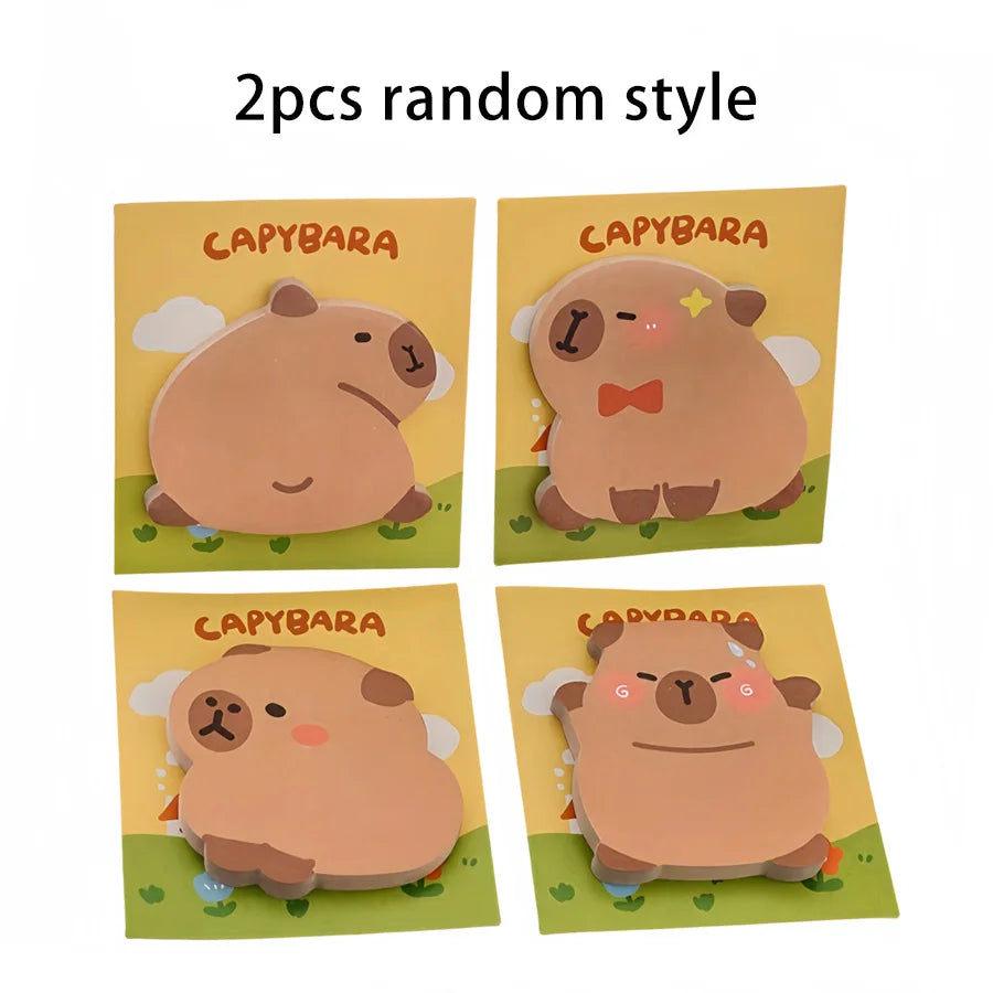 2-4pcs Sticky Notes Cartoon Capybara Sticky Notes Self-adhesive Memo Pad To Do List Planner Sticker Notepad Stationery Supply