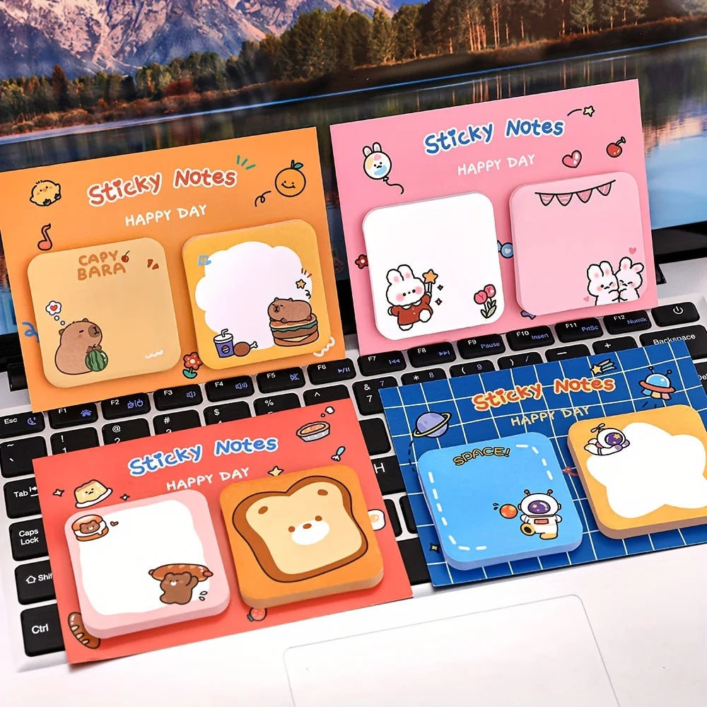 10pcs cartoon animal set sticky notes, portable Kawaii stationery sticky notes, student notebooks and notepads