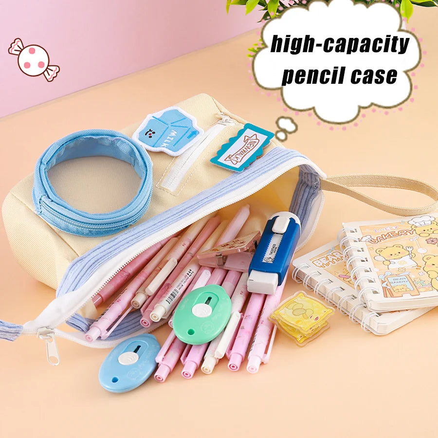Kawaii Bag Large Capacity Ins Pencil Case for Girls, Cute School Supplies Organizer Pouch, Teen Student Stationery Storage
