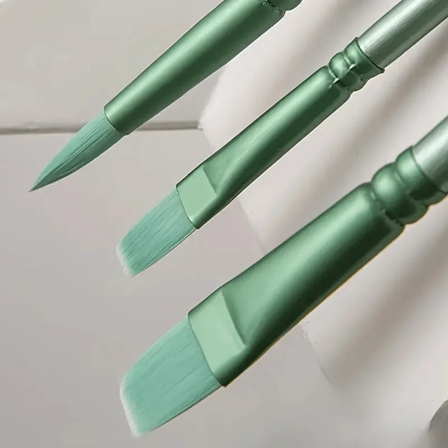 Watercolor Brush Set Soft Head Nylon Hair Water Chalk Art Round Head Flat Head Oil Brush Student painting supplies