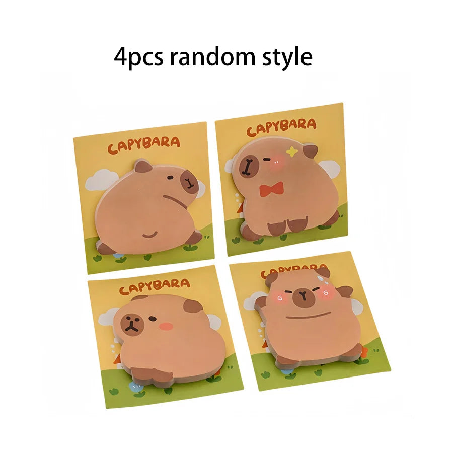 2-4pcs Sticky Notes Cartoon Capybara Sticky Notes Self-adhesive Memo Pad To Do List Planner Sticker Notepad Stationery Supply