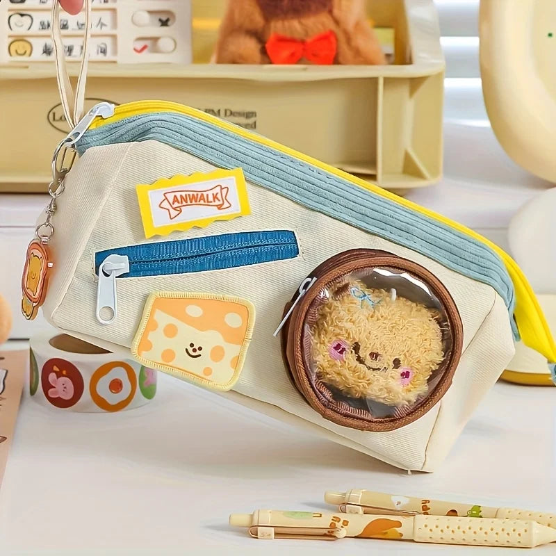 Kawaii Bag Large Capacity Ins Pencil Case for Girls, Cute School Supplies Organizer Pouch, Teen Student Stationery Storage