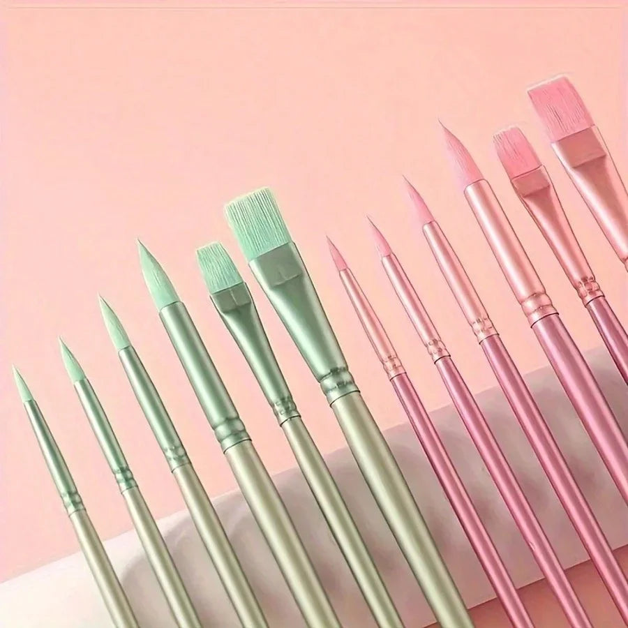 Watercolor Brush Set Soft Head Nylon Hair Water Chalk Art Round Head Flat Head Oil Brush Student painting supplies