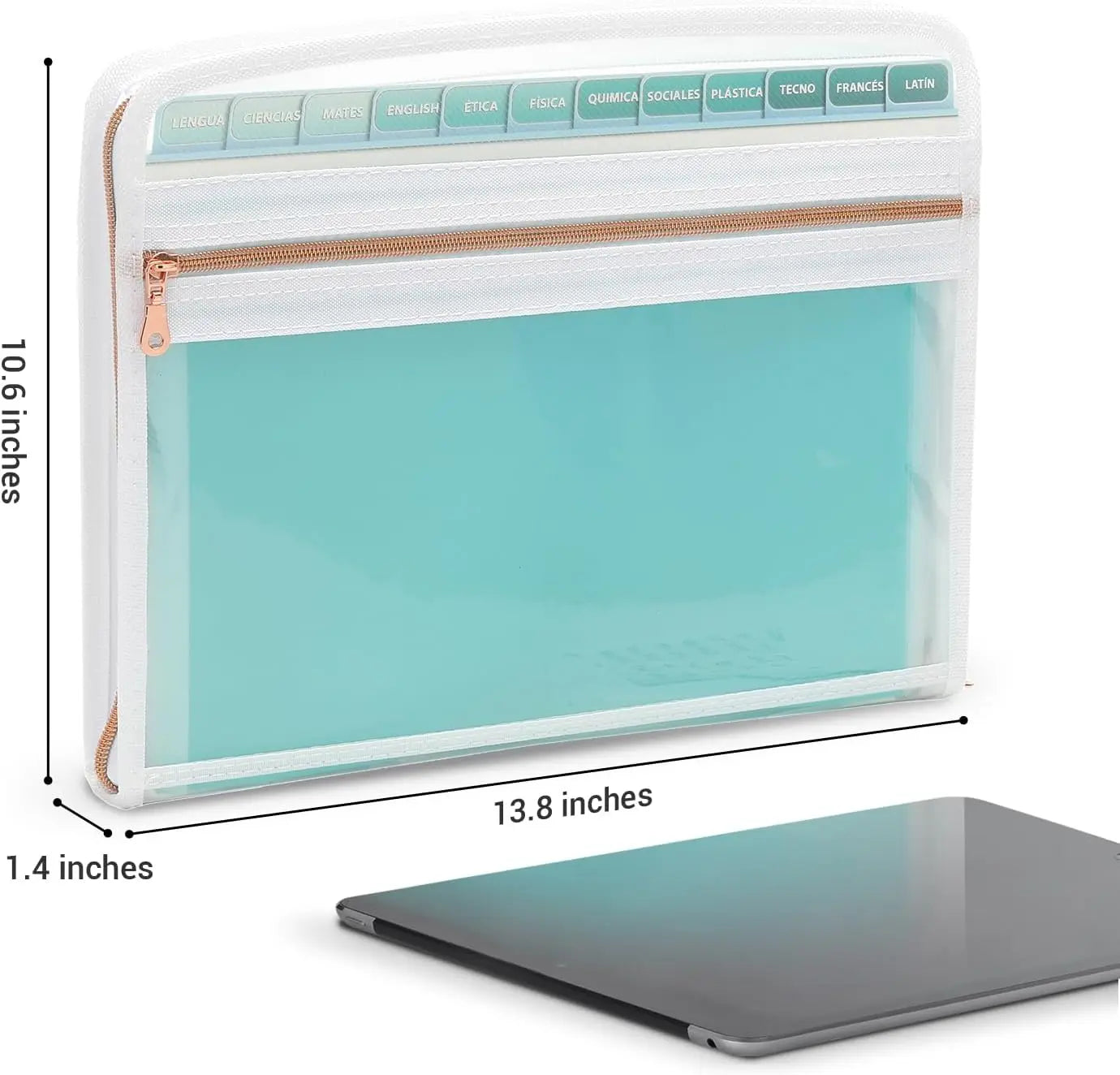 13 Pocket Expanding File Folder Organizer with Front Clear Pouch,Accordion File Organizer with Zipper Closure,Papers Letter Size