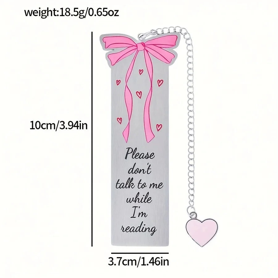 1PC Cute Pink Bow Metal Bookmarks Book Lovers Reading Accessories Valentine's Day Gifts for Wives Women Readers Book Decorations