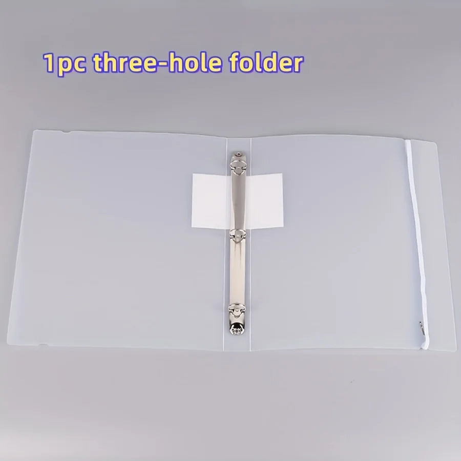 6pcs/set envelope binder pocket - 11-hole folder, for 2/3/4-ring binders, side-opening plastic folder with snap fasteners