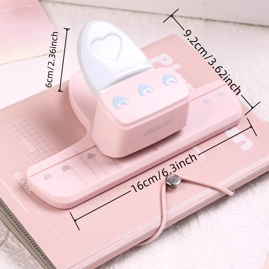love shape 3 Hole Punch 4mm Dia 19mm Space Loose Leaf Notebooks Scrapbooking Puncher Pink for A5 A6 A7 A8 A7 Pocket Puncher
