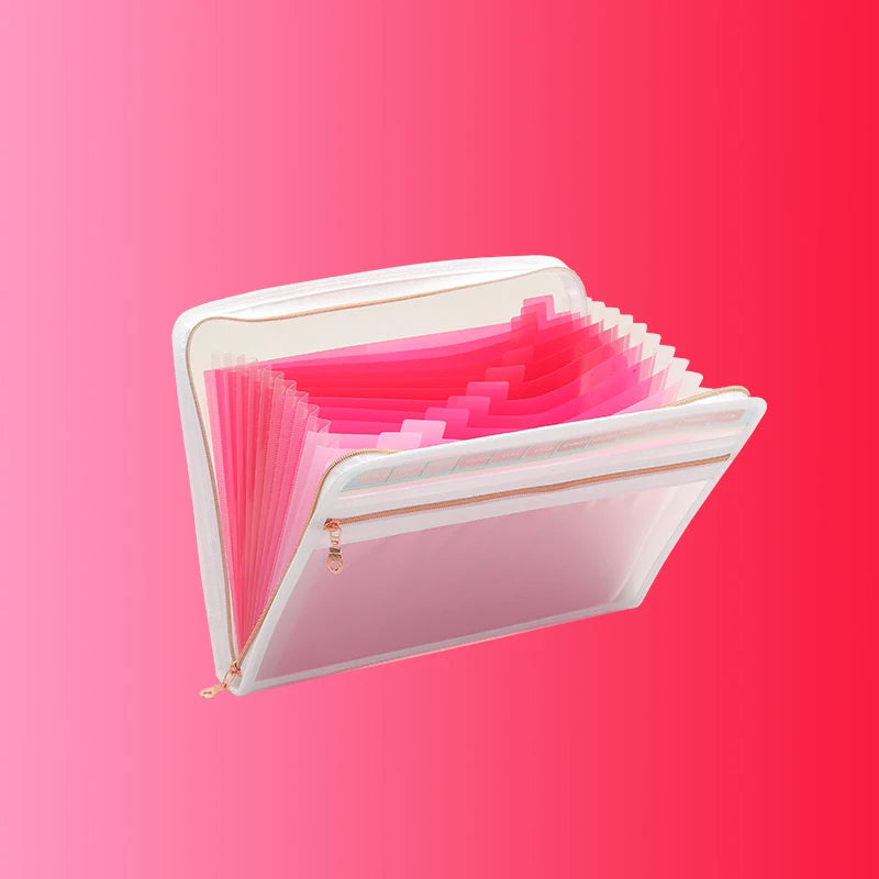 13 Pocket Expanding File Folder Organizer with Front Clear Pouch,Accordion File Organizer with Zipper Closure,Papers Letter Size